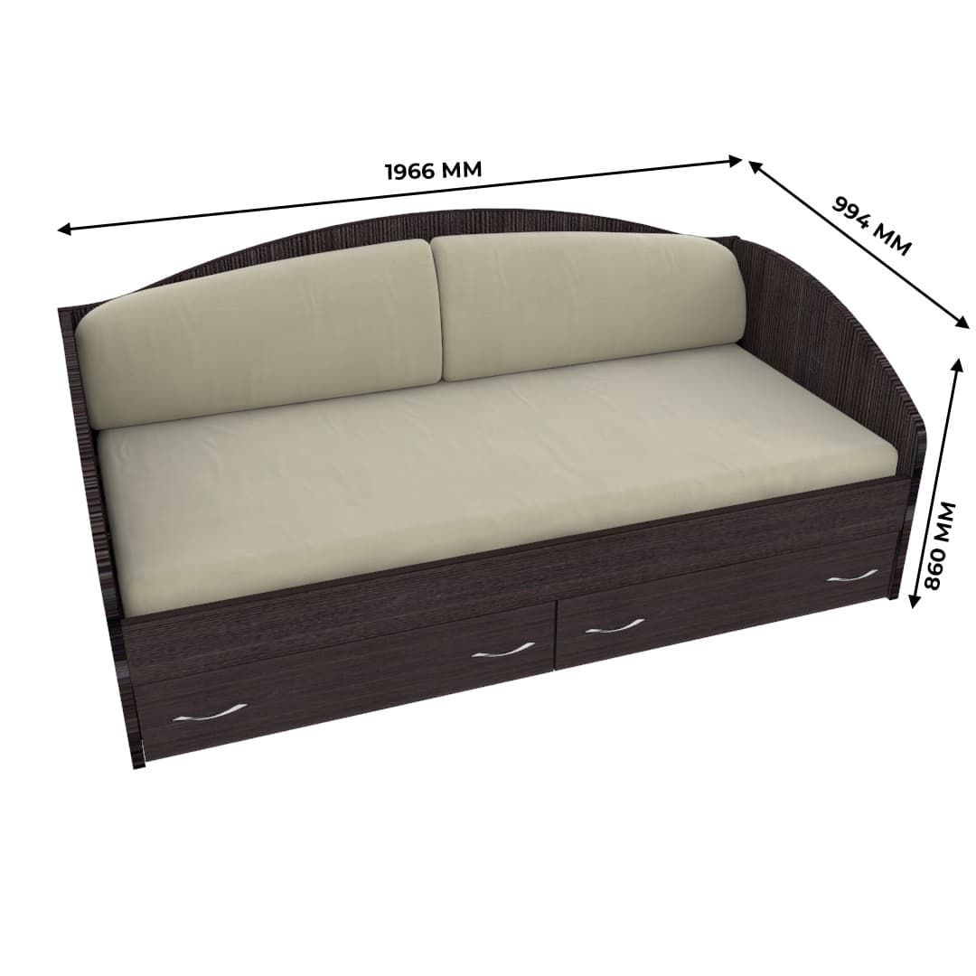 Кровать односпальная с ящиками P902N, 90x190 