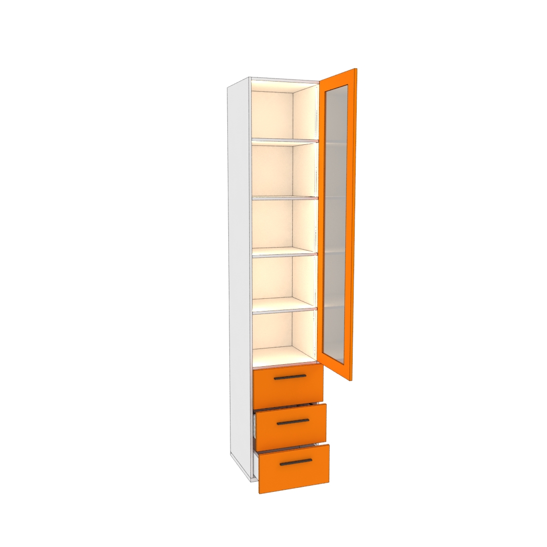 Шкаф книжный с ящиками со стеклом Z223.1S с подсветкой 
