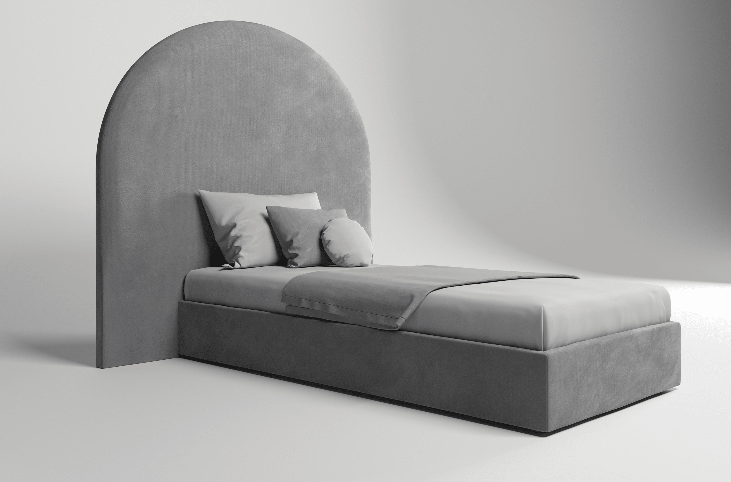 Мягкая детская кровать Аура, NEO 25 (серый), 90х200 