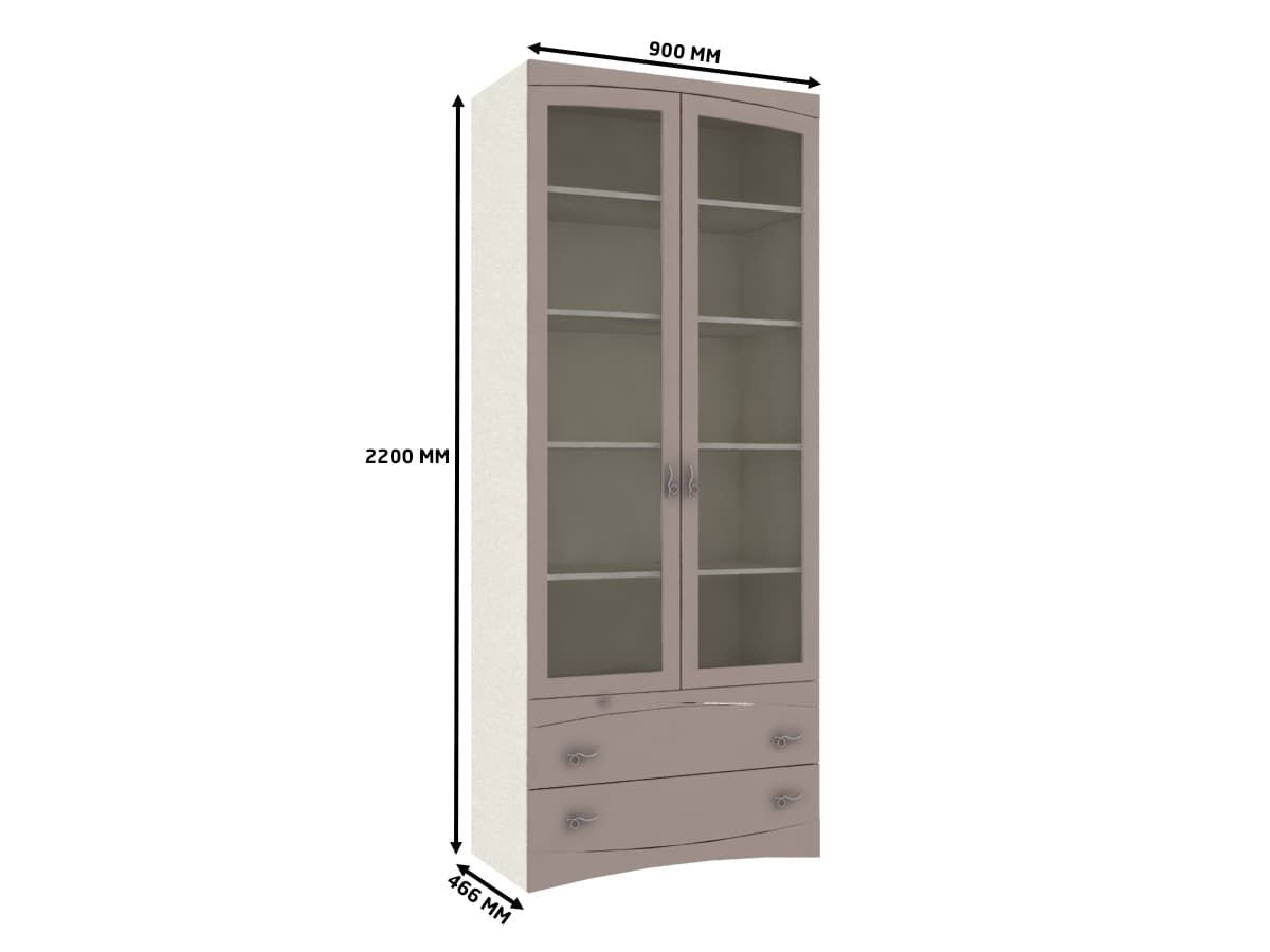 Шкаф витрина 2 дверный с ящиками  S-212.1S