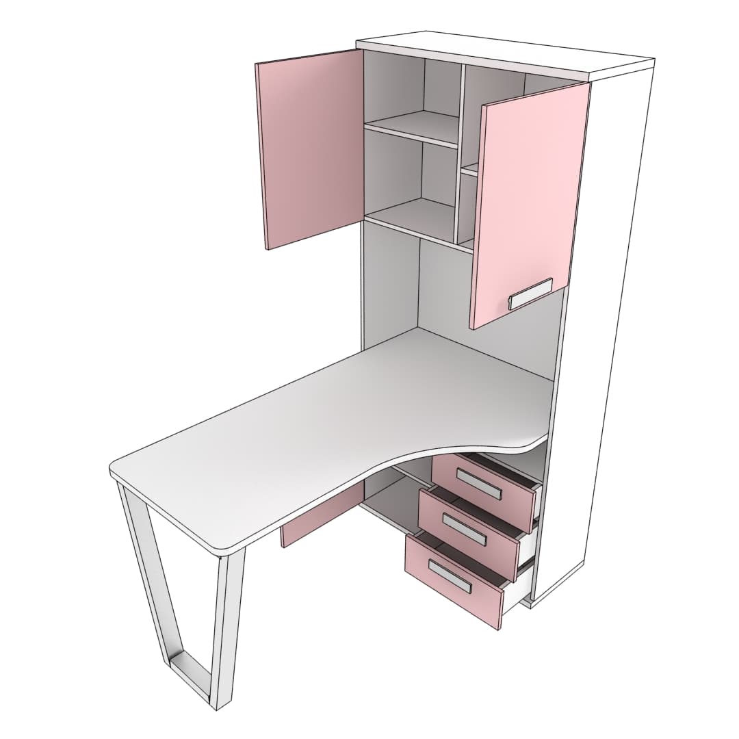 Шкаф со встроенным столом шириной 904мм Т-404 L/R 