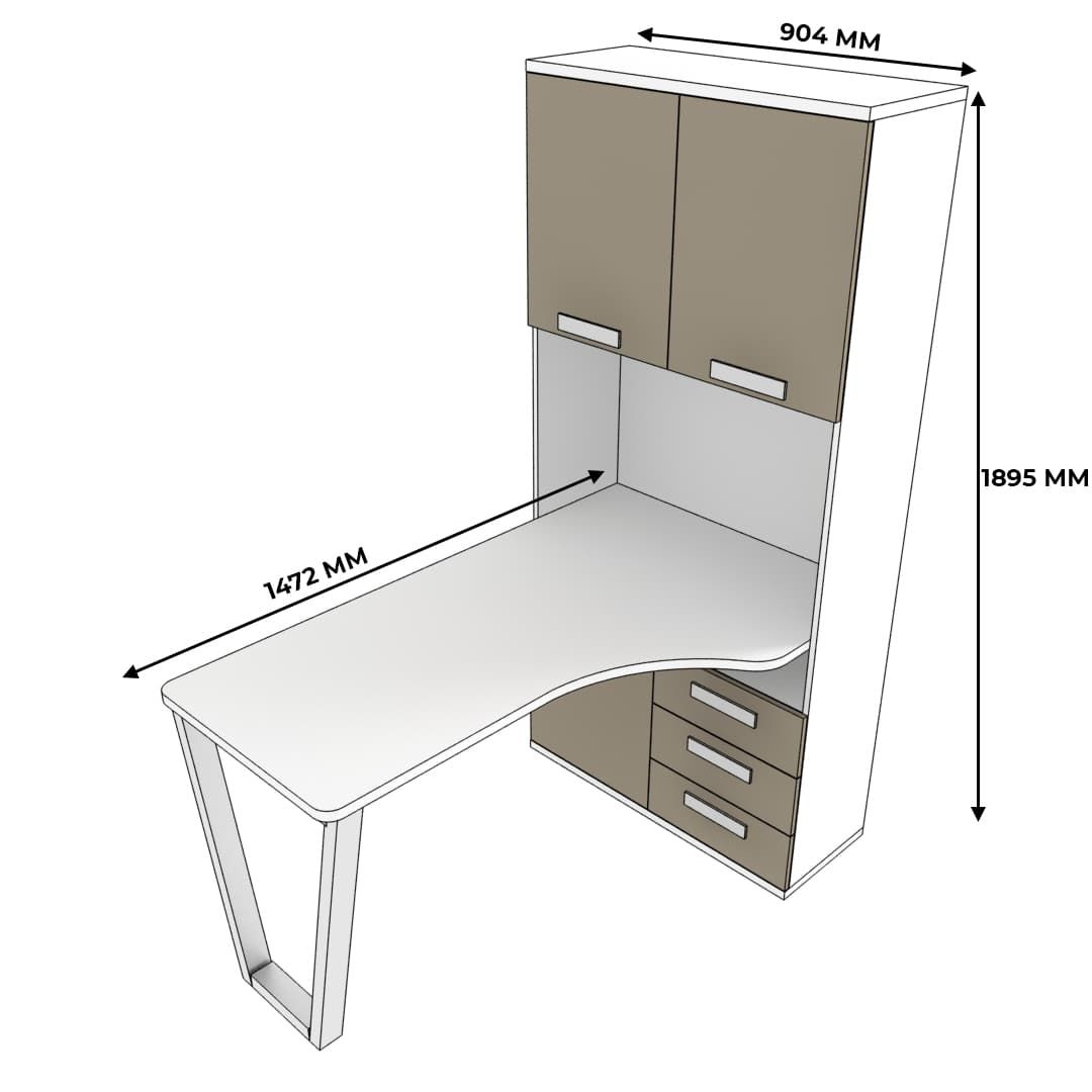 Шкаф со встроенным столом шириной 904мм Т-404 L/R 