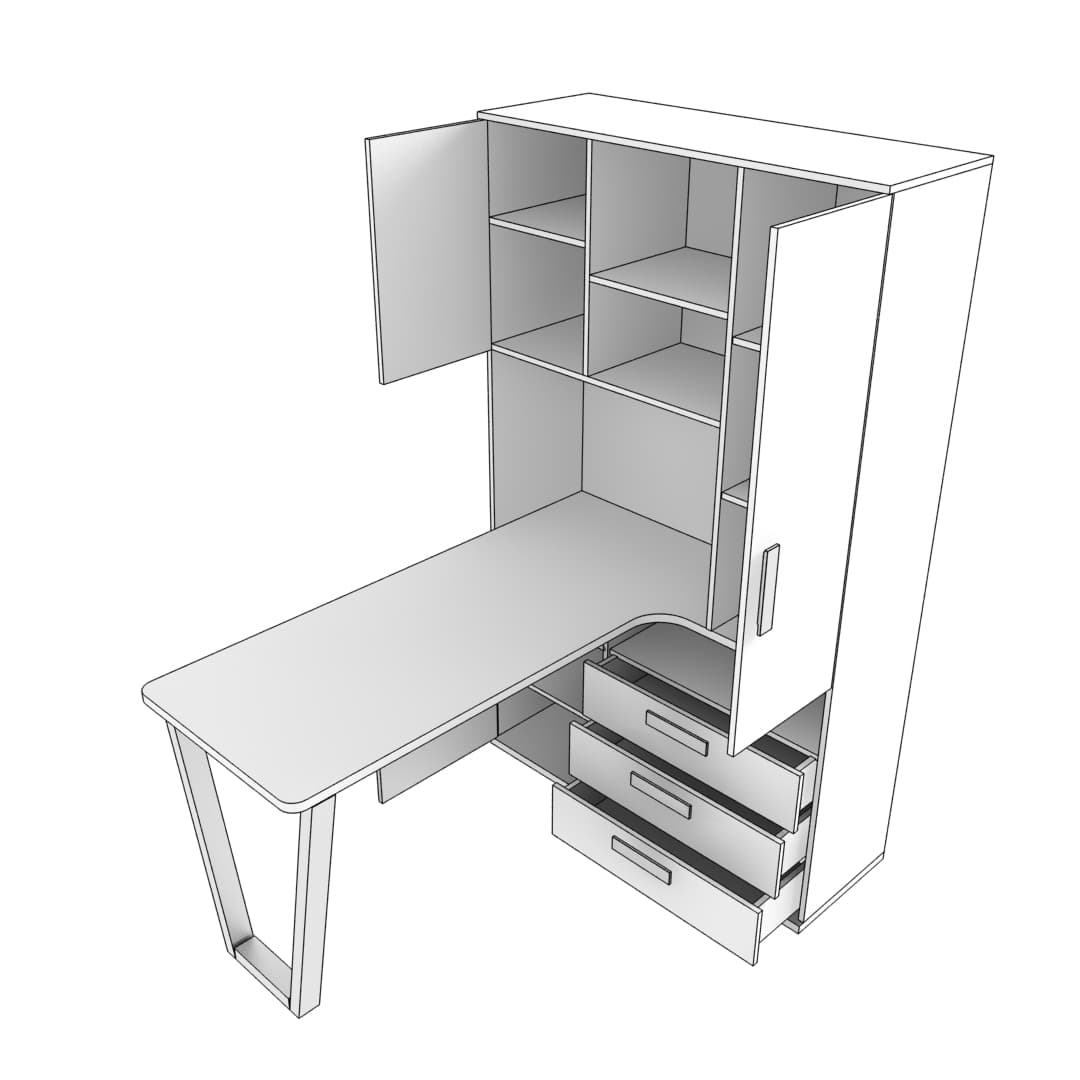 Шкаф со встроенным столом шириной 1154мм Т-407 L/R 