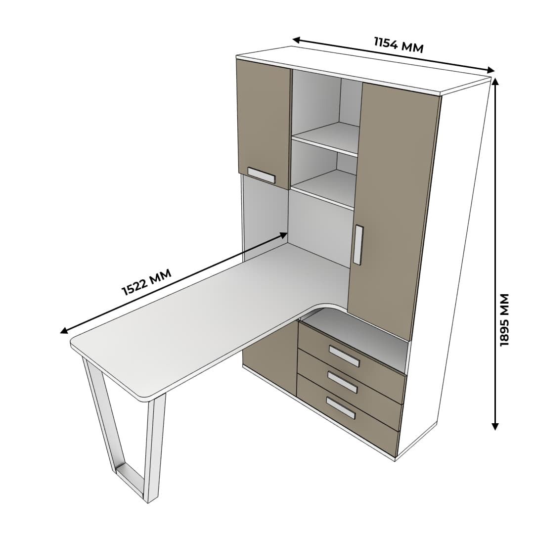 Шкаф со встроенным столом шириной 1154мм Т-407 L/R