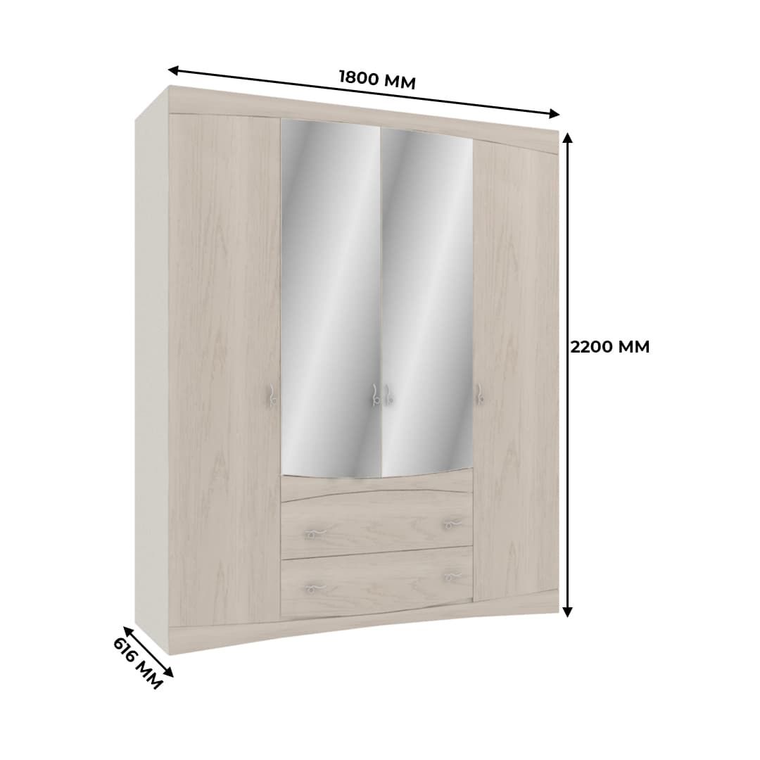 Шкаф 4 дверный с ящиками с зеркалом S-204.1Z