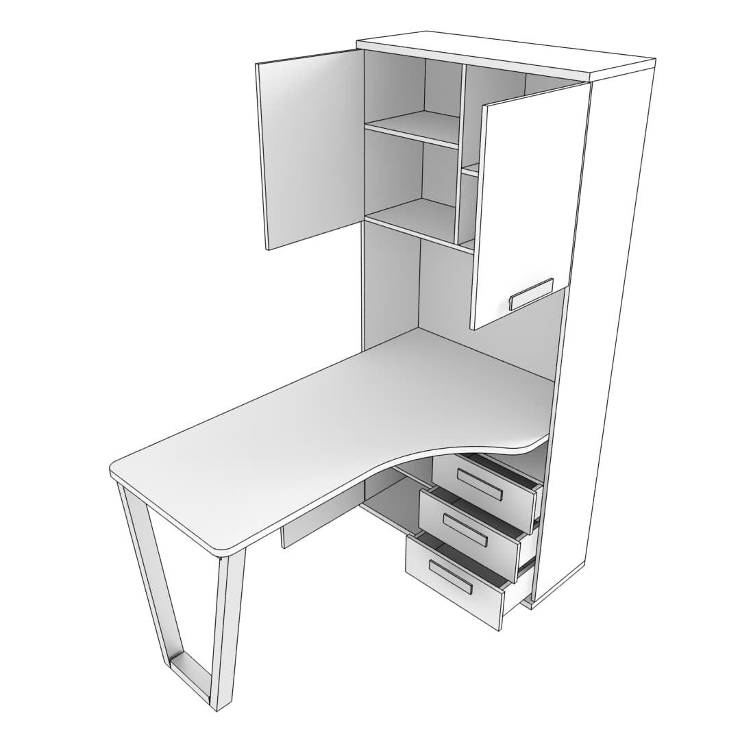 Шкаф со встроенным столом шириной 904мм Т-404 L/R