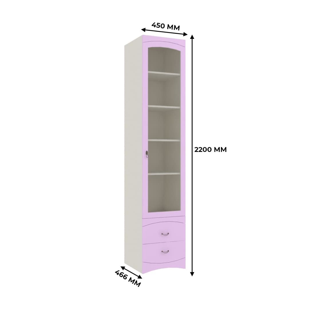 Шкаф витрина 1 дверный с ящиками S-221.1S L/R 