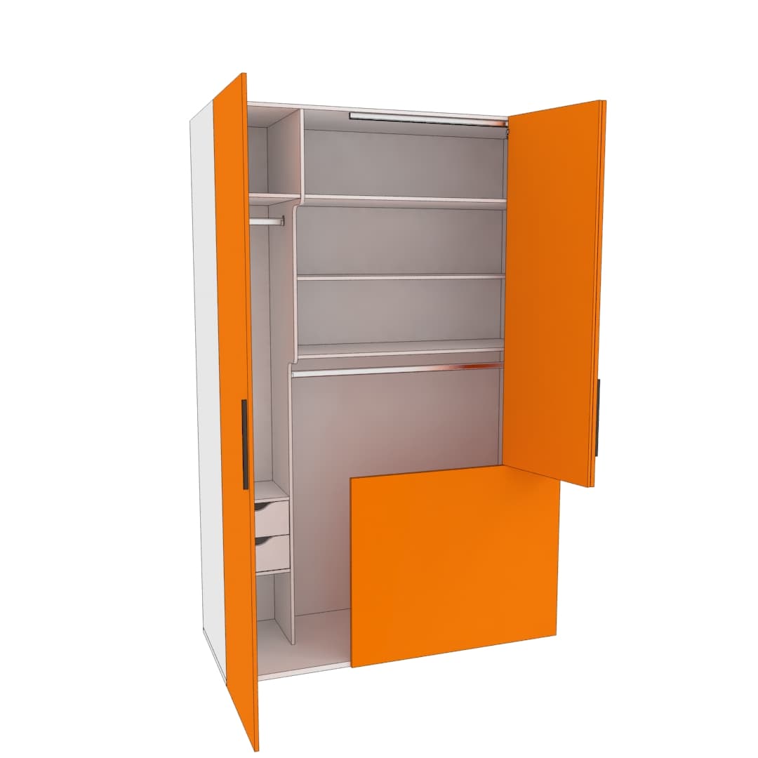 Шкаф двухдверный с фальш-стенкой и раздвижжными дверьми Z205 L/R 