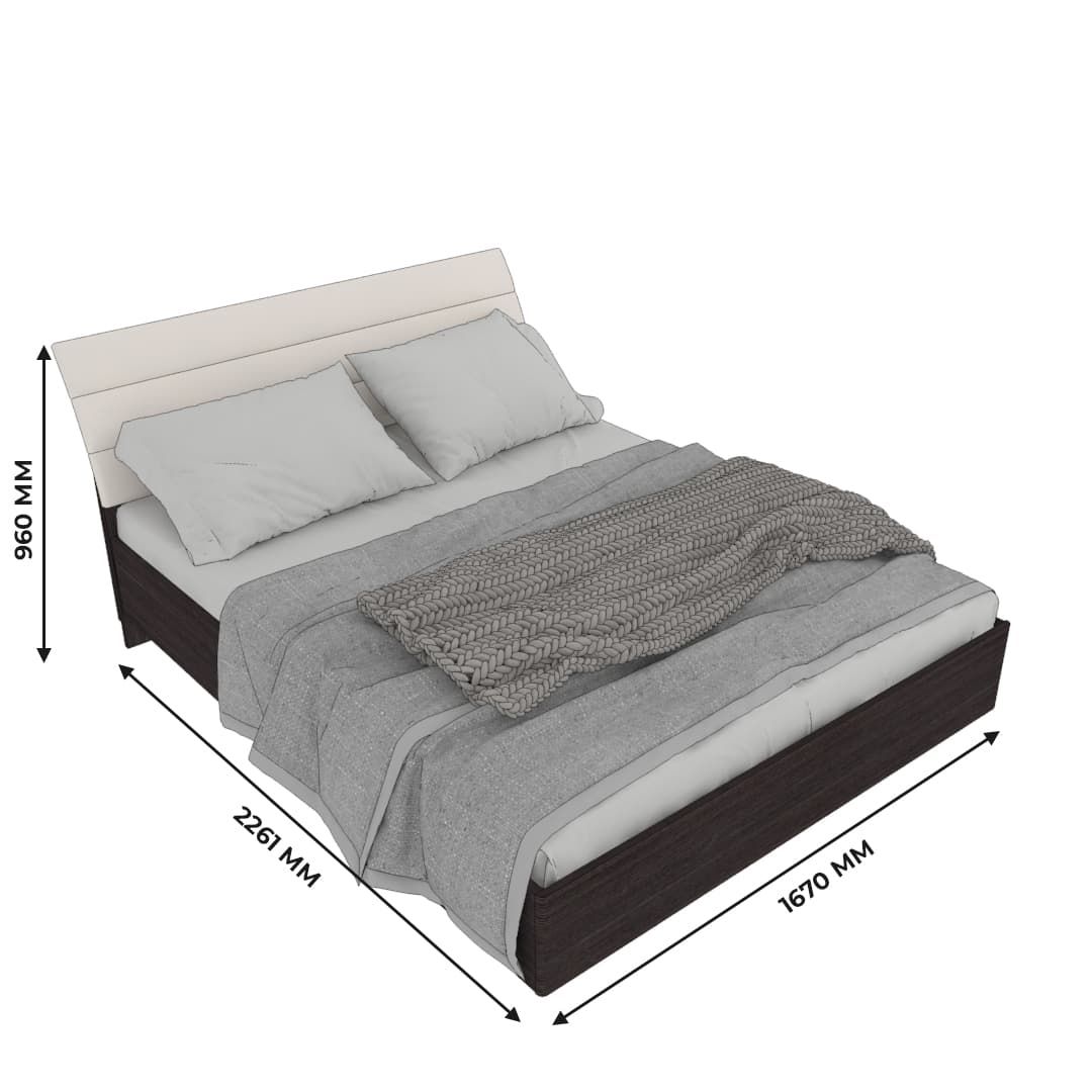 Кровать двуспальная Pandora с парящим эффектом и мягкой спинкой