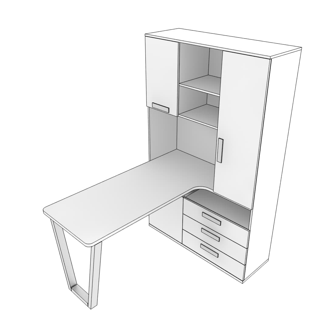 Шкаф со встроенным столом шириной 1154мм Т-407 L/R 