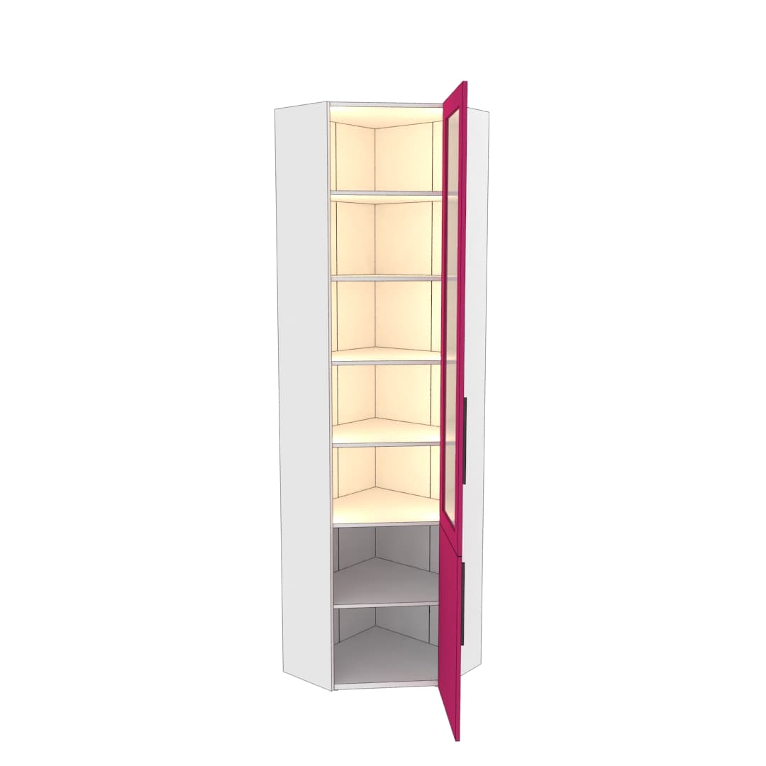 Шкаф угловой книжный со стеклом Z247.1 с подсветкой 