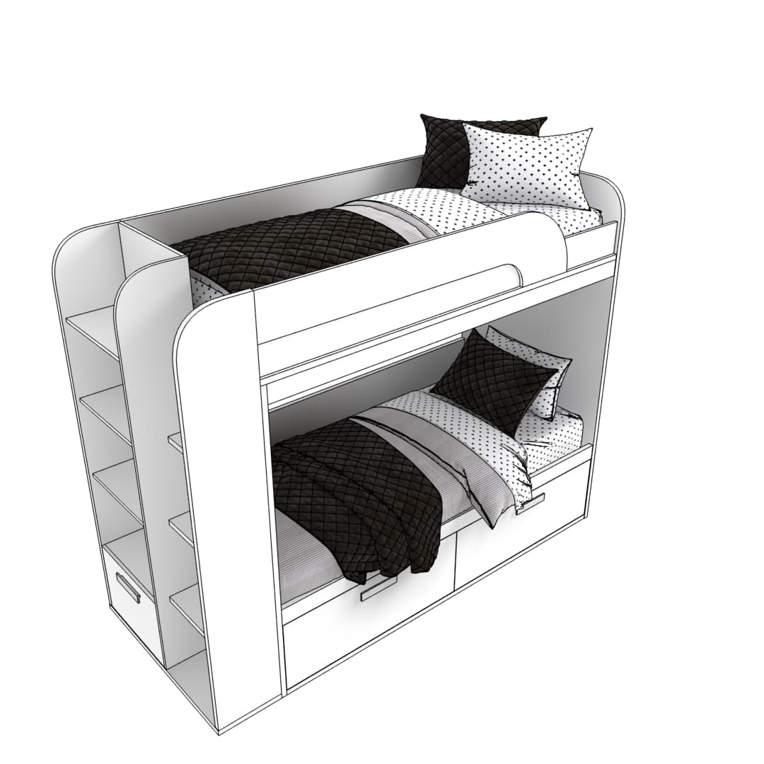 Кровать двухъярусная Т906, 90х190 L/R 