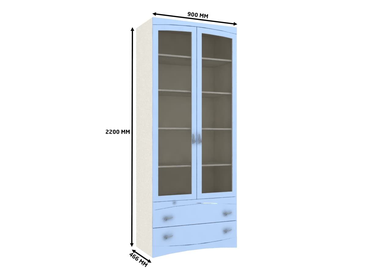 Шкаф витрина 2 дверный с ящиками  S-212.1S 