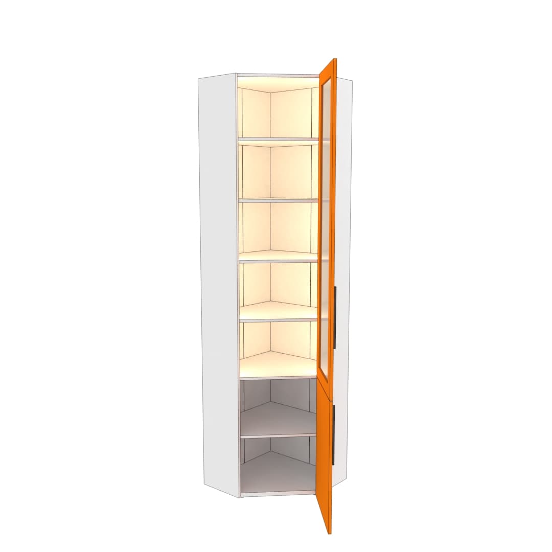 Шкаф угловой книжный со стеклом Z247.1 с подсветкой