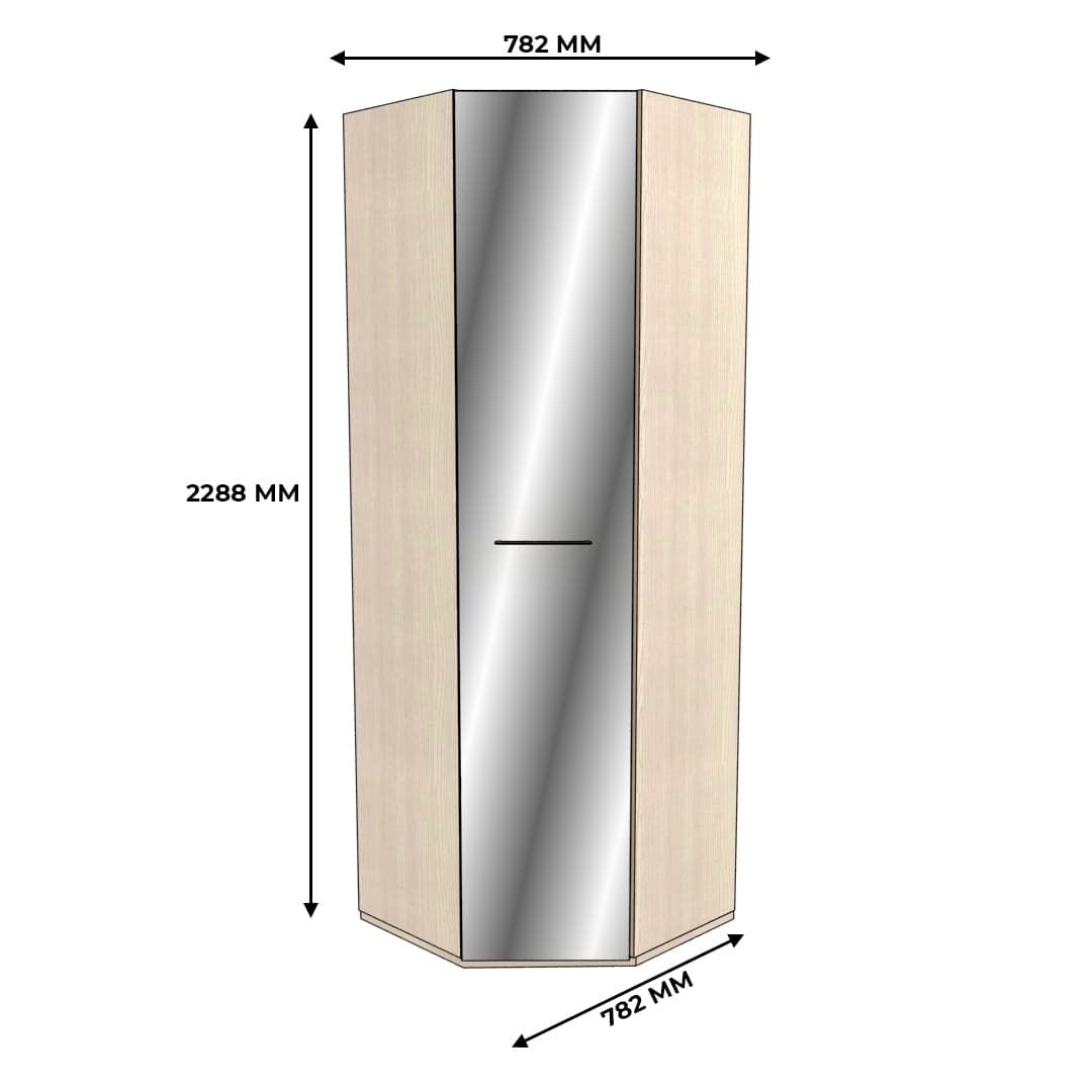 Шкаф угловой равносторонний с зеркалом NG218Z L/R