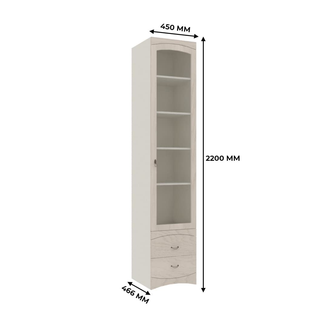 Шкаф витрина 1 дверный с ящиками S-221.1S L/R