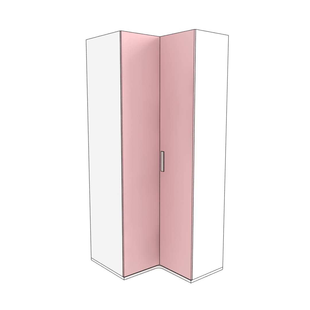 Шкаф угловой малый T208 L/R, Белый/Розовый 