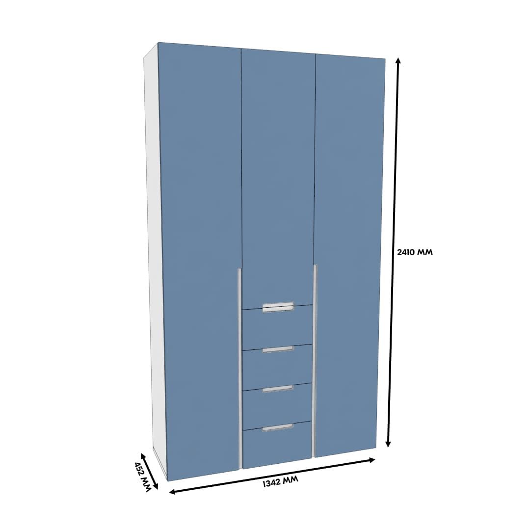 Шкаф трехдверный с ящиками узкий ZE203.44 