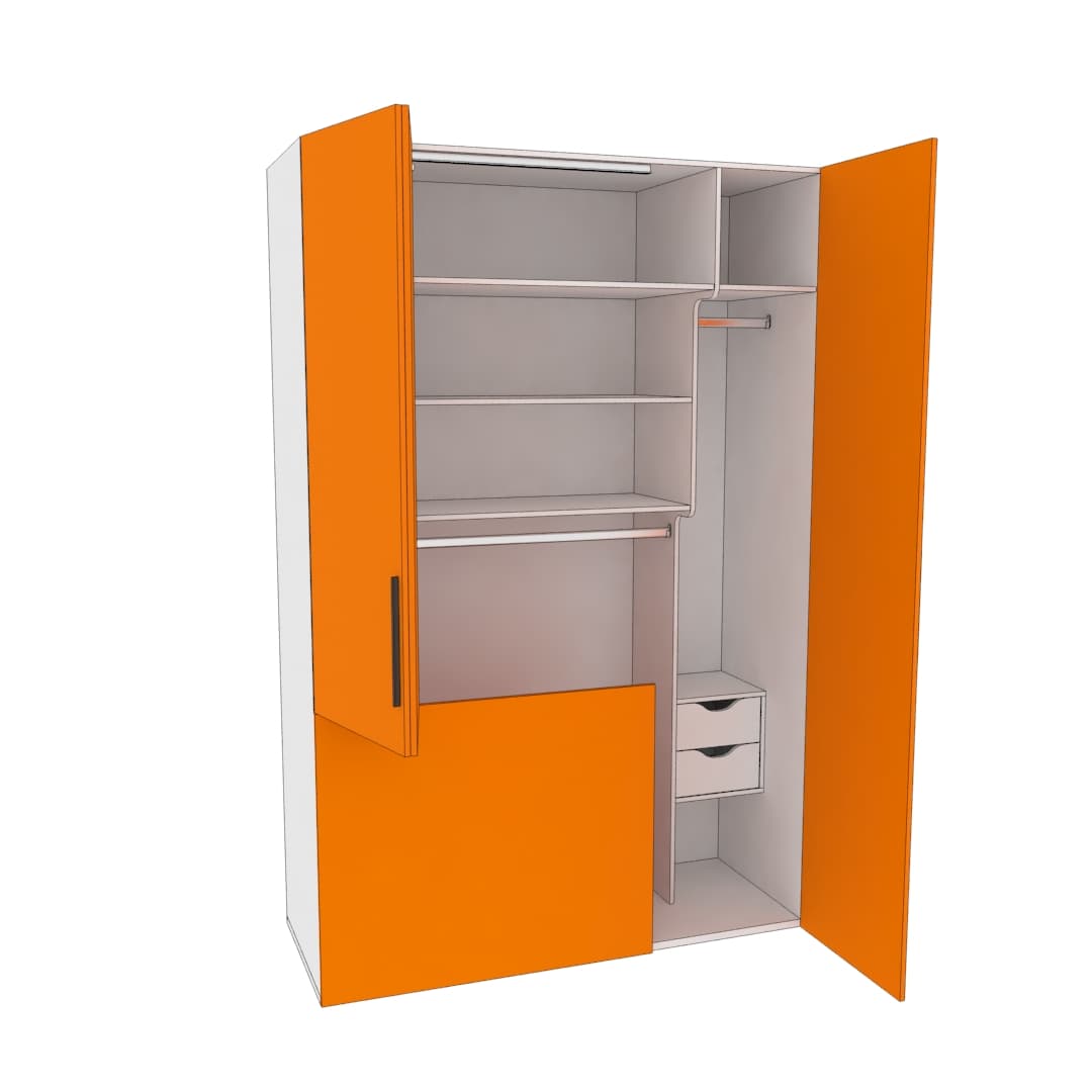 Шкаф двухдверный с фальш-стенкой и раздвижжными дверьми Z205 L/R