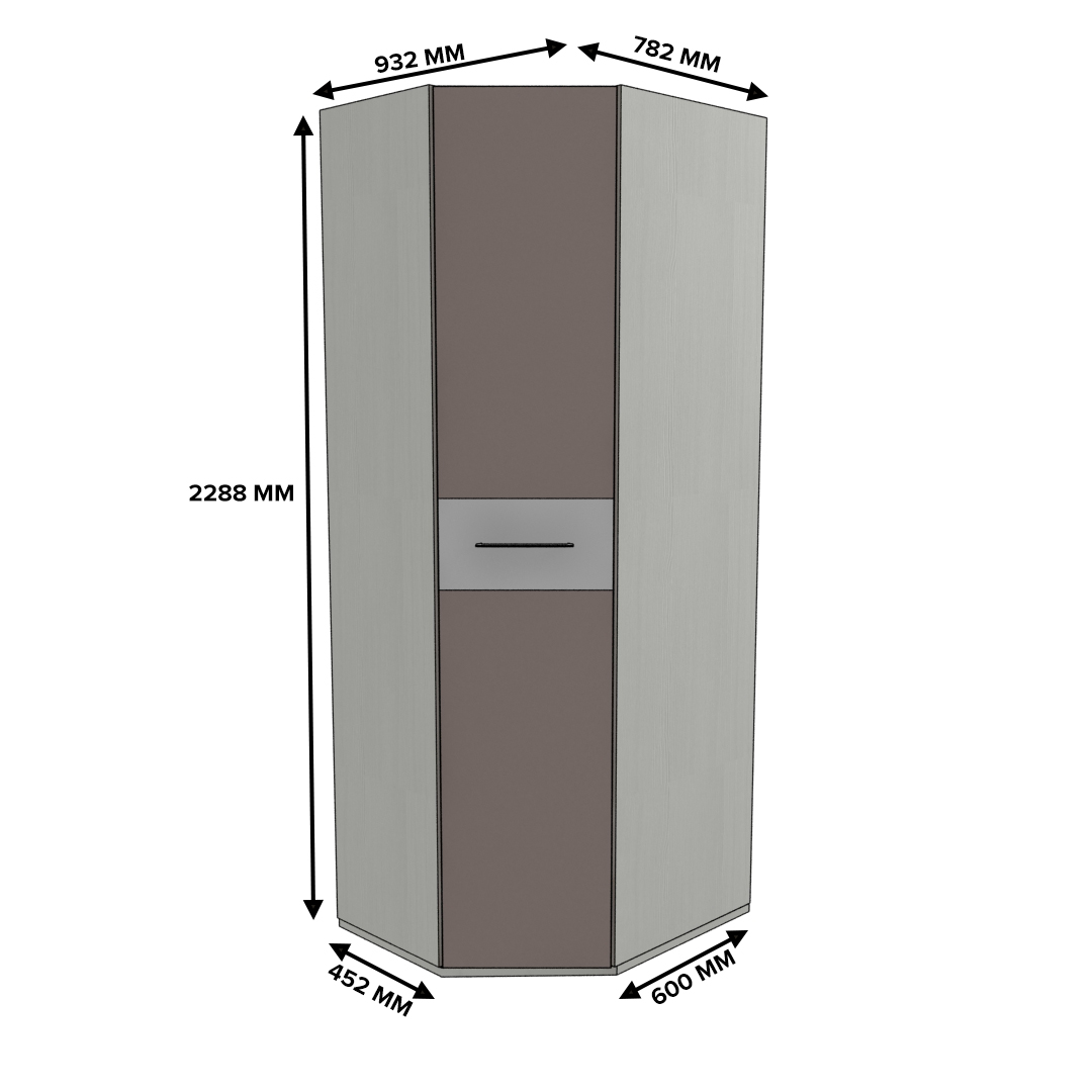 Шкаф угловой разностронний со вставкой NG218.1 L/R