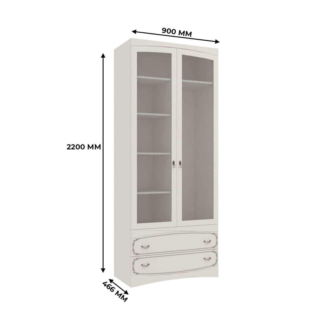 Шкаф витрина 2 дверный с ящиками S212S 